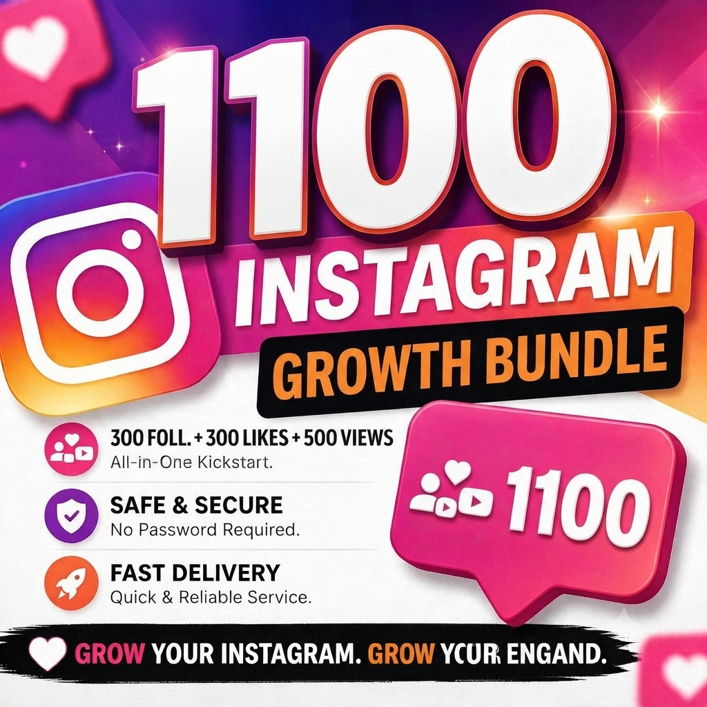 Starter Growth Bundle (300 Followers + 300 Likes + 500 Views)