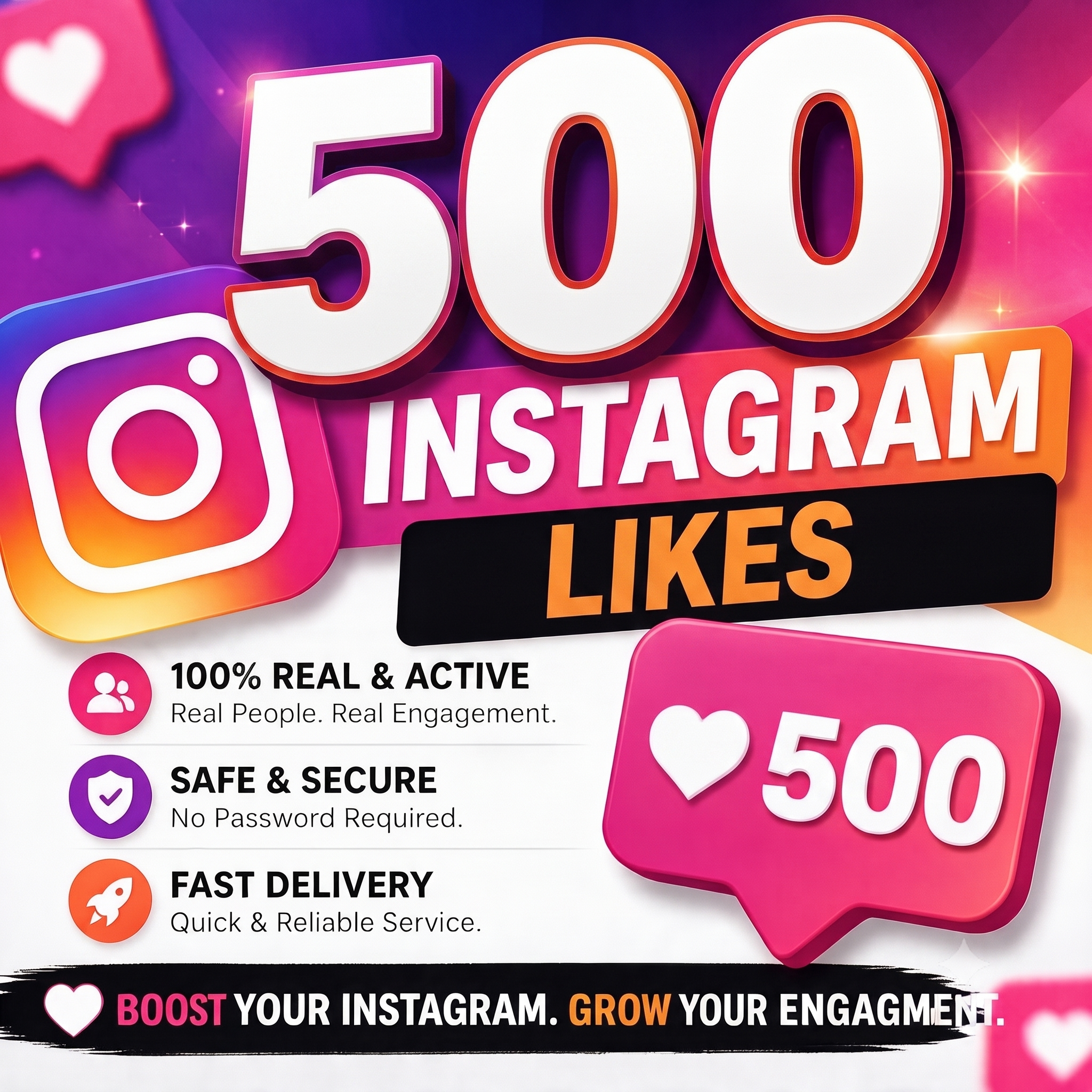 500 Instagram Likes (Fast Delivery)
